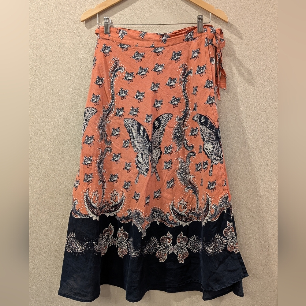 Lucky Brand Butterfly Maxi Wrap Skirt